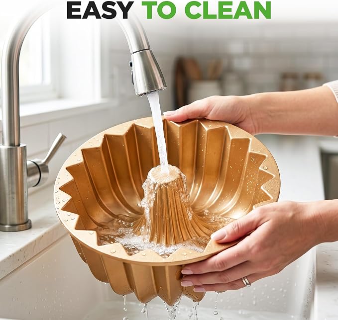NutriChef Cake Pan - 10 Cups Die Cast Fluted Aluminum Cake Mold, Nonstick for Easy Release and Even Bake, Durable Design, Ideal for Desserts and Casseroles - Image 7