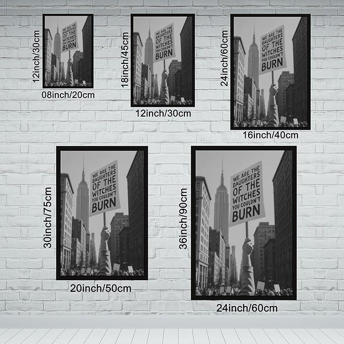 We Are The Daughters , Feminist Protest , Activist , Retro Black And White Poster Canvas Poster Wall Art Decor Print Picture Paintings for Living Room Bedroom Decoration Black Frame 20x30in(50x75cm) - Image 2