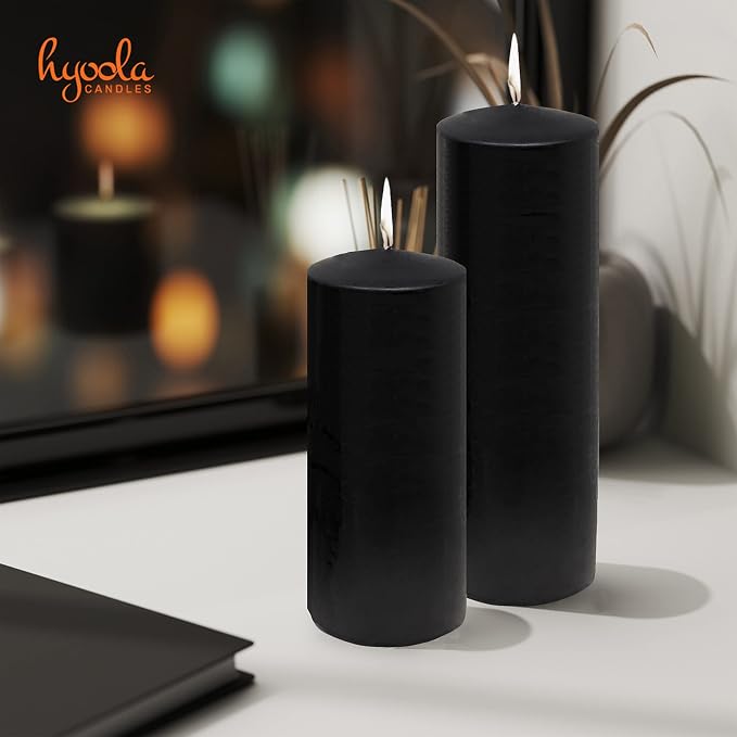 Hyoola Black Pillar Candles 2x8 Inch - 4 Pack Unscented Pillar Candles - European Made - Image 6