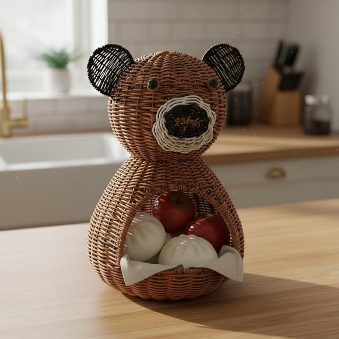 Bear Storage Basket Animal Basket Woven Organizer Decorative Bin PP Material With Open Front For Home Tidying Suitable for coffee tables shelves - Image 4