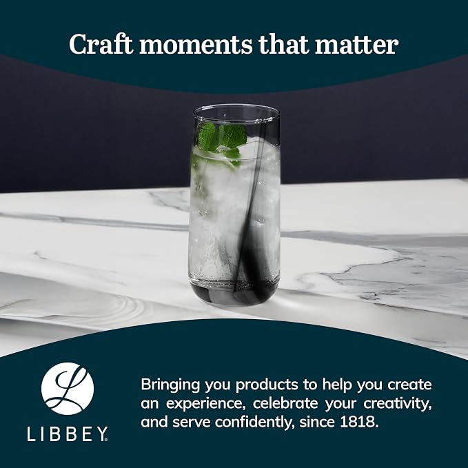 16 Oz Ascent Black Ribbon Drinking Glasses Set of 8 | Modern Black Ribbon Design, Dishwasher Safe & Easy to Clean, Durable for Everyday Dining and Entertaining - Image 6