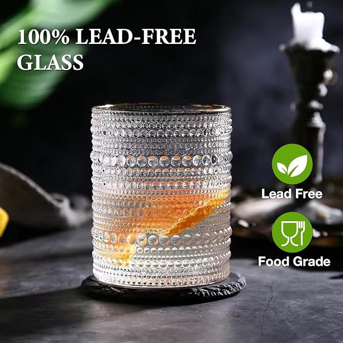 Hlukana Vintage Hobnail Drinking Glasses Set of 8, 12 oz Highball Glasses & 10 oz Cocktail Glasses Set, Kitchen Water Glasses Cup, Bar Tumbler Glassware Set for Beer, Juice, Cocktail, Whiskey, Milk - Image 2