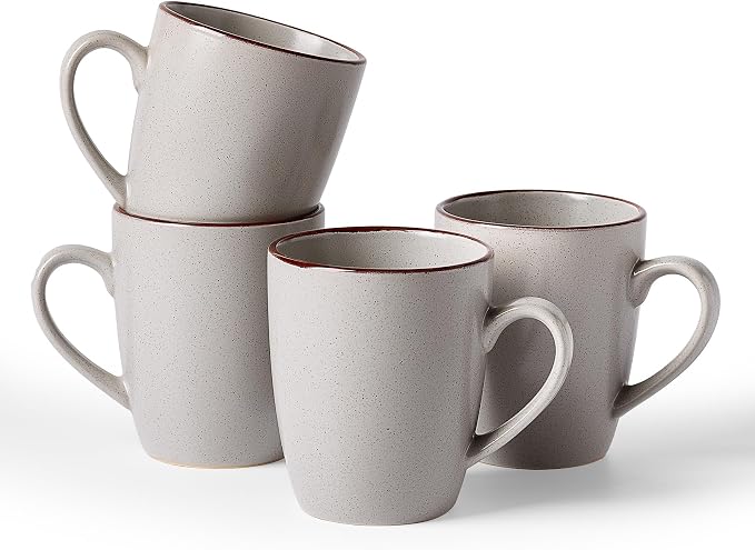 famiware Venus Coffee Mugs for 4, 13 oz Mug Set, Dringking Cup with Handle for Coffee, Tea, Cocoa, Milk, Ligth Gray by Famiware