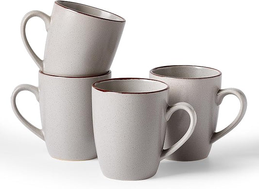 famiware Venus Coffee Mugs for 4, 13 oz Mug Set, Dringking Cup with Handle for Coffee, Tea, Cocoa, Milk, Ligth Gray by Famiware