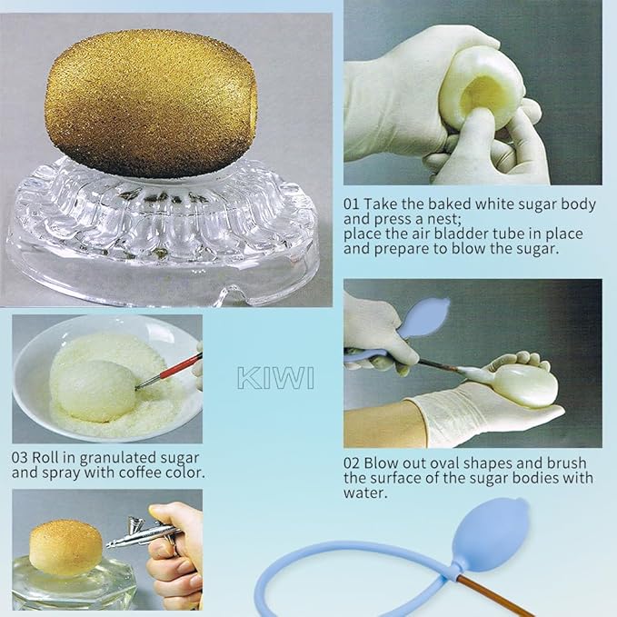 DUEBEL Sugar Pump, Sugar Blowing Pump, Isomalt Blowing Pump, A Necessity for Confectioner/Baker/Chefs/Novice at Sugar Work - Light Blue
