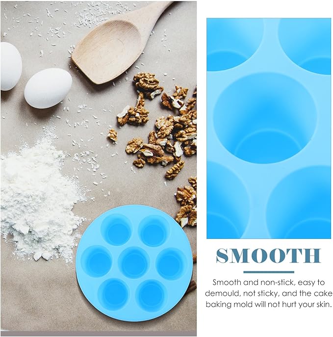 Healifty Silicone Non-stick Muffin Cake Mold Baking Tray for Air Fryer and Oven Small Blue Cupcake Pan Food-grade Material for Muffins Cakes Brownies and Chocolate Desserts