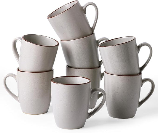 famiware Venus Coffee Mugs for 8, 13 oz Mug Set, Dringking Cup with Handle for Coffee, Tea, Cocoa, Milk, Ligth Gray by Famiware