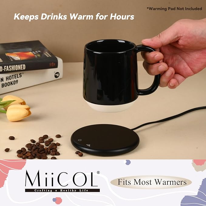 Miicol Ceramic Coffee Mug, 16 oz Large Coffee Cup, Tea Mug with Handle, Flat Bottom Mug for Men, Women, Office, Microwave and Dishwasher Safe, Multi-Color, Panda Black - Image 5
