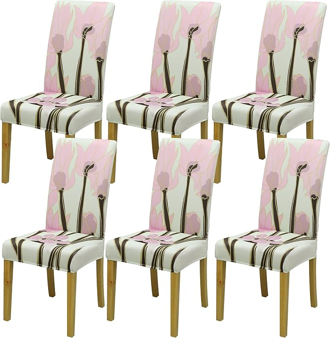 Dining Chair Covers, Stretch Seat Covers, Washable Furniture Protector | 6 Pack, Washable, Stretch Fit, Soft, Non Slip, Dining Chair Covers, Seat Protector, Furniture Protector by BIETYONE