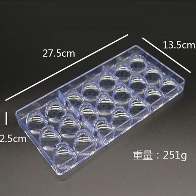 Polycarbonate Chocolate Mold, Sweet Candy DIY Mold 21 Mini Heart Shaped Clear Plastic PC Handmade Chocolate Making Mold Pastry Dessert Baking Pan Cake Decoration Tool for Mousse, Jelly, Candy, Chocola - Image 2