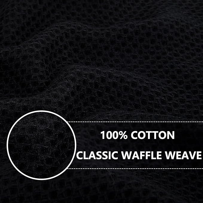 Homaxy 100% Cotton Waffle Weave Kitchen Dish Towels 6-Pack, Black | 13 x 28 Inches, Ultra Soft Absorbent Dish Towels, Quick Drying Cleaning Towels - Image 2