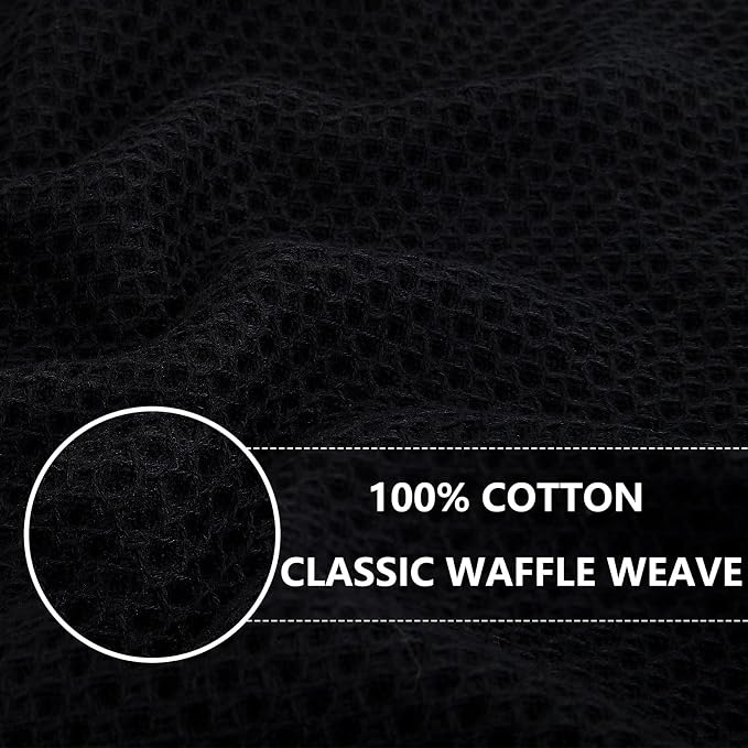 Homaxy 100% Cotton Oversized Waffle Weave Kitchen Towels 4-Pack, Black | 20 x 28 Inches, Ultra Soft Absorbent Dish Towels, Quick Drying Large Cleaning Towels - Image 2