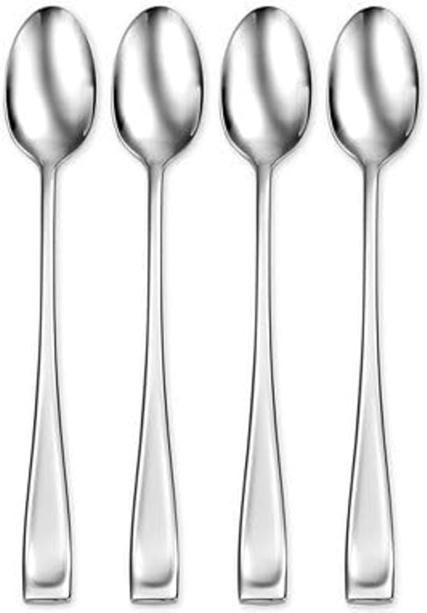 Oneida Moda Iced Tea Spoons Silverware Set for 4, Flatware | mirror finish | long handle | dishwasher safe, cutlery set, utensil set, kitchen essentials, serving utensils by Oneida