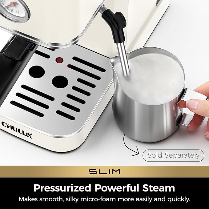 CHULUX Espresso Machine with Conical Burr Electric Coffee Grinder, Creamy - Image 3