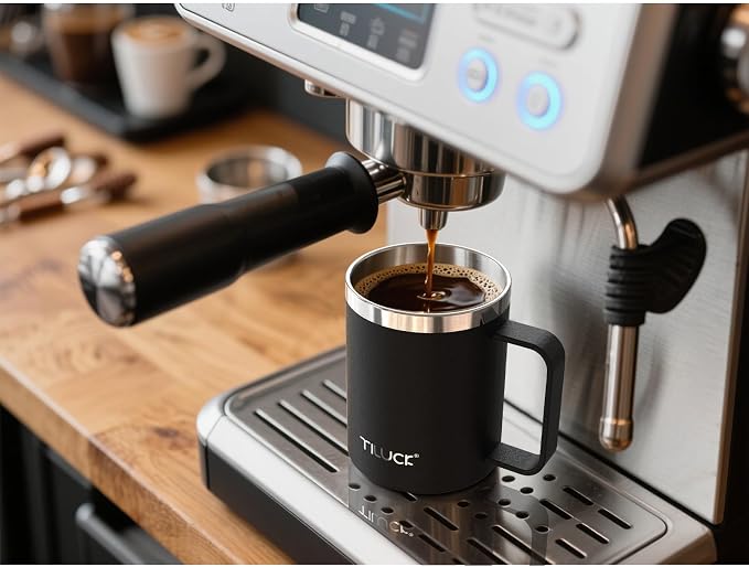 TILUCK 12 oz Insulated Coffee Mug with Lid and Handle | BPA-Free Lid, Double-Wall Vacuum Insulation, Stainless Steel Coffee Cup, Dishwasher Safe Mug for Hot & Cold Drinks,MatteBlack - Image 3