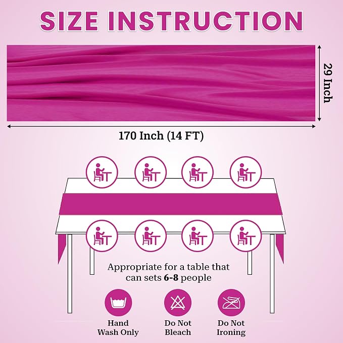 MDS Pack of 15 | Magenta | 10ft Chiffon Table Runner 29x170 Inches Long Romantic Rustic Sheer Gauze Runner for Wedding Bridal Shower Birthday Banquets Engagement Spring Easter Boho Decorations - Image 3