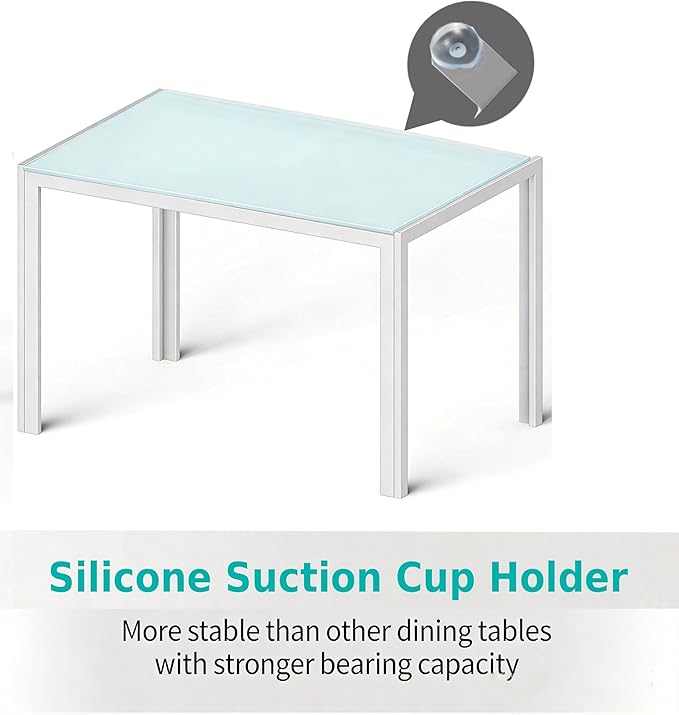 Gizoon White 7 Piece Glass Dining Table Set, Kitchen Table and Chairs Set | PU Leather Modern Dining Room Furniture,Dining Table Sets,Space Saving Table and Chairs Set for Home, Kitchen, Living Room - Image 7