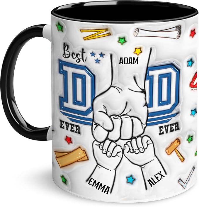 LOVELYPOD Custom Best Dad Ever Mug with Kids Names, Father's Day Mug, Personalzied Dad Gifts from Daughter Son, Custom Papa Coffee Mugs by LOVELYPOD