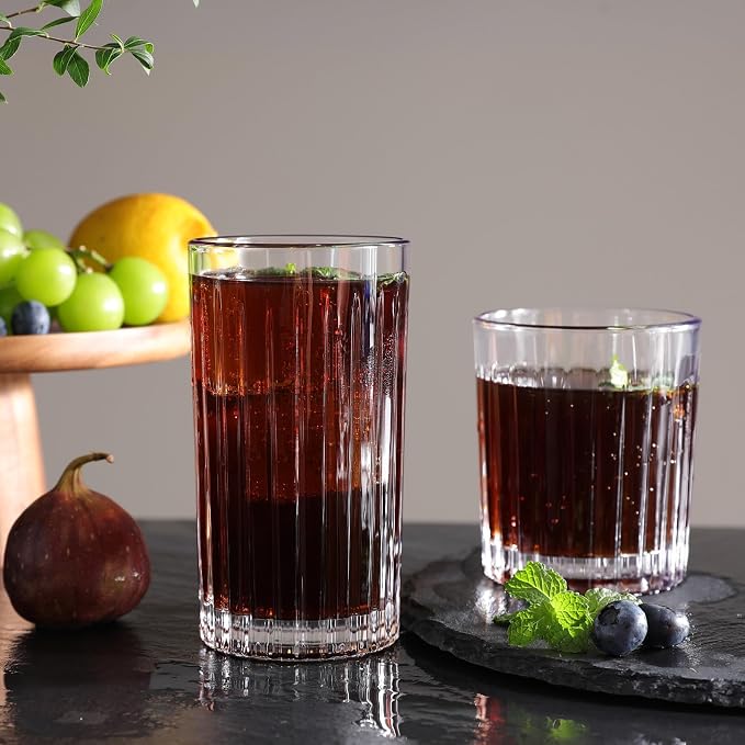 Royalrose Premium VertiLine 13.5oz Highball Glasses Set of 6 (Tall glasses) | Heavy Tall Glass Sets. Lead-Free Crystal Drinking Glasses. Water Glasses, Mojito Glass Cups, and Mixed Drink Cocktail Glasses - Image 6