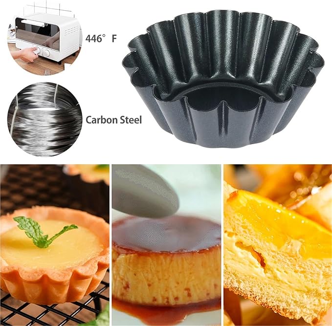 24Pcs Pan Mold Tart Quiche Flan Cake Non-stick Pie Pizza Mold Cupcake Egg Tart Tartlet Baking Mold Muffin Cup Pizza Pan Bakeware - Image 4
