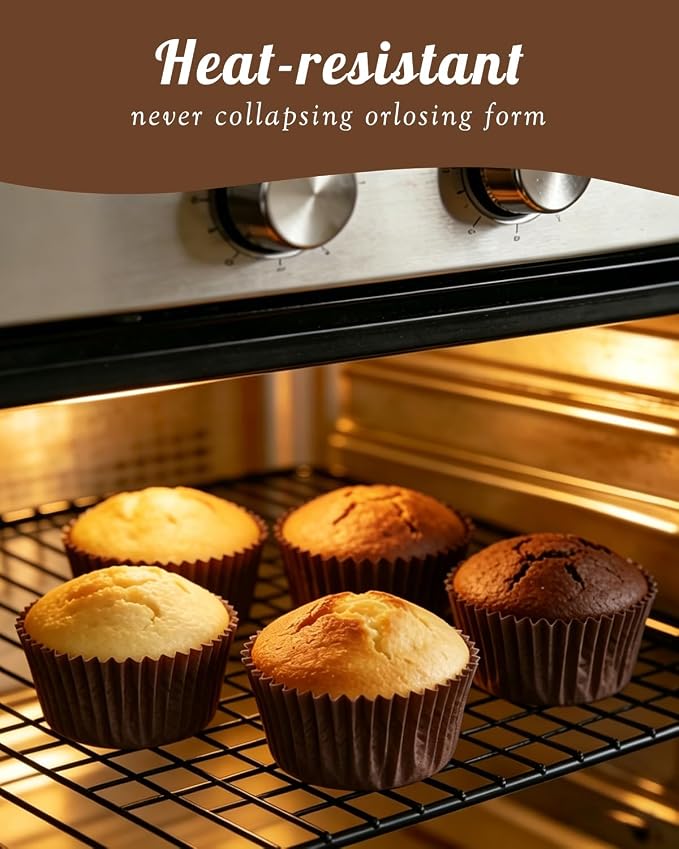 700 Count Coffee Cupcake Liners - Greaseproof Muffin Baking Cups, 2 Inch | Non-Stick, Disposable Muffin Liners — Hold Cupcakes, Muffins, Desserts & Nuts for Parties, Weddings and Birthdays - Image 5