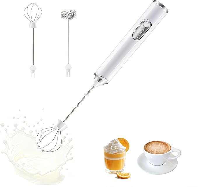 YooHooPo rechargeable milk frother handheld - 3-speed wireless electric whisk for coffee,milk & cream,usb charging