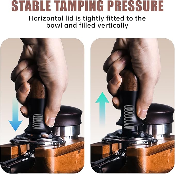SHIKORI 58mm Espresso Tamper, Premium Barista Coffee Tamper with Calibrated Spring Loaded, Stainless Steel Ripple Base for Breville Series 58mm Portafilter Basket (Black)