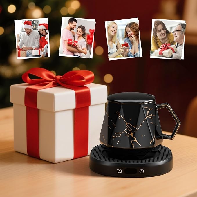 Coffee Mug Warmer Set Electric Heated Beverage Tea Cup Warmer for Desk | Awesome Mug Warmer Set Coffee Accessories, 4 Temperature Control, 8 Hours Auto Shut Off, Office Men Christmas Birthday Gift - Image 7