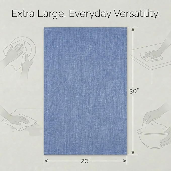 Urban Villa Kitchen Towels Cotton Dish Towels 20”x30” (Set of 6) Blue/White - Image 3