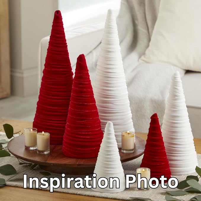 Your Heart's Content Light Ivory Velvet Trees Set of 3, Classic Valentine Tree Tabletop, Winter White Wedding Centerpiece, Elegant Tablescape, Cozy Mantel Accent (Light Ivory) - Image 5