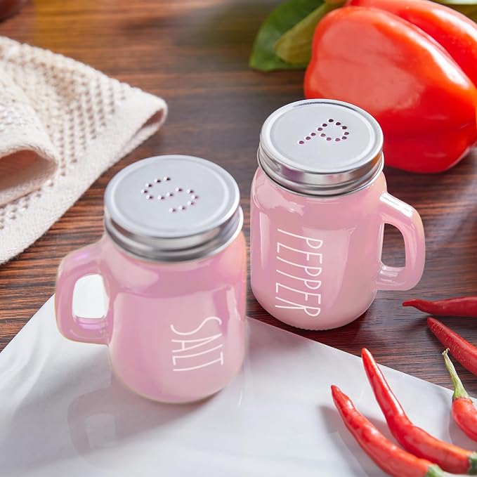 Pink Salt and Pepper Shakers Set - Pink Kitchen Accessories - Pink Kitchen Decor - 4 oz Glass Salt and Pepper Set for Cooking Table, RV, BBQ, Easy to Clean & Refill - Image 6