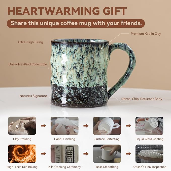 Unique Reactive Glaze Ceramic Coffee Mug - 15 oz Large Coffee Cup M-HY030-43-ZJXLv - Image 4