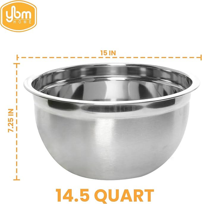 Deep Professional Quality Stainless Steel Mixing Bowl For Serving, Mixing Cooking and or Baking-14.5 Quart, 1192