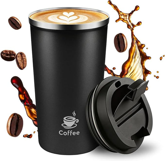 17oz Travel Coffee Mug ,Leakproof Vacuum Coffee Cup Insulated Tumbler | 304 Stainless Steel, Double-Wall Vacuum Insulated, Leakproof, Fits Hot & Cold Drinks Car Cup Holders, Travel, Office by Unknown