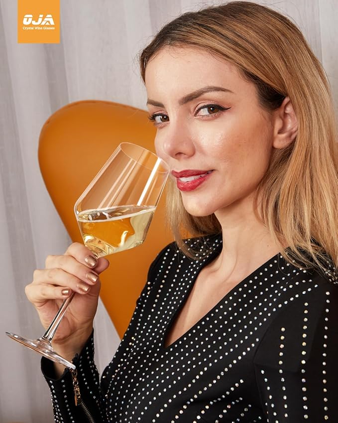 OJA Wine Glasses Set, Crystal Red Hand Blown Wine Glass, Set of 6, 15 oz | Long Stem, Thin Rim, Premium, Perfect for Red or White, Daily Use, Unique Wedding Anniversary or Birthday Gift - Image 3