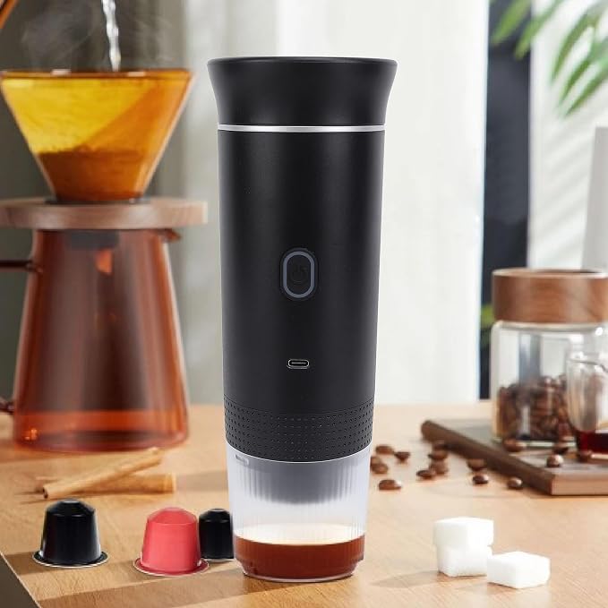 Sonew Portable Coffee Maker Rechargeable Electric Handheld Car Coffee Machine for Travel Office Household – White (Black) - Image 4