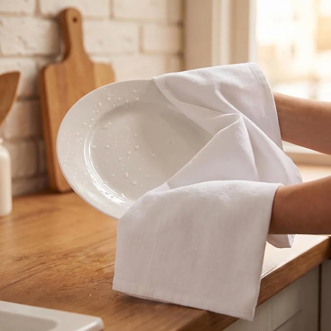 Urban Villa Kitchen Towels Cotton Dish Towels 20”x30” (Set of 6) White - Image 7