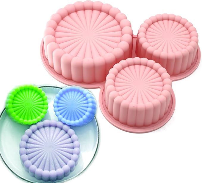 X-Haibei Round Pleats Cake Pan Jello Mousse Pizza Pudding Hamburger Bread Silicone Mold, Dia. 4.8inch, 3.2inch
