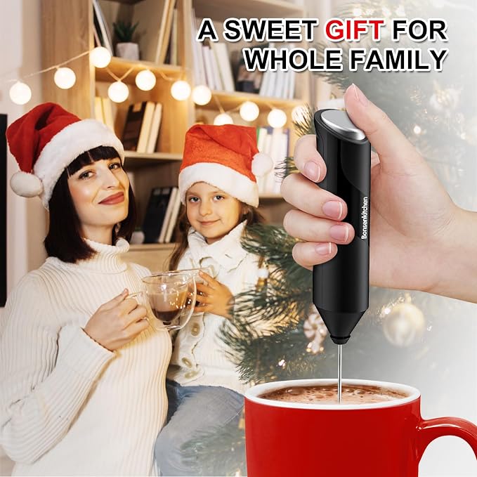 Bonsenkitchen Milk Frother for Coffee, Battery Operated （Not Iincluded) | Fast Handheld Drink Mixer with Stainless Steel Whisk, Powerful Hand Frother, Creates Rich Foam - Image 7