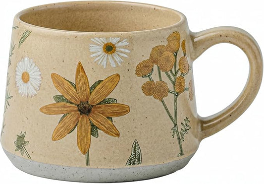 Ceramic Coffee Mug, 13oz Floral Design Pottery cute mugs, Ideal Gift for Women unique vintage pretty coffee mugs (Graceful Bloom) by Qixc%C3%B3zti