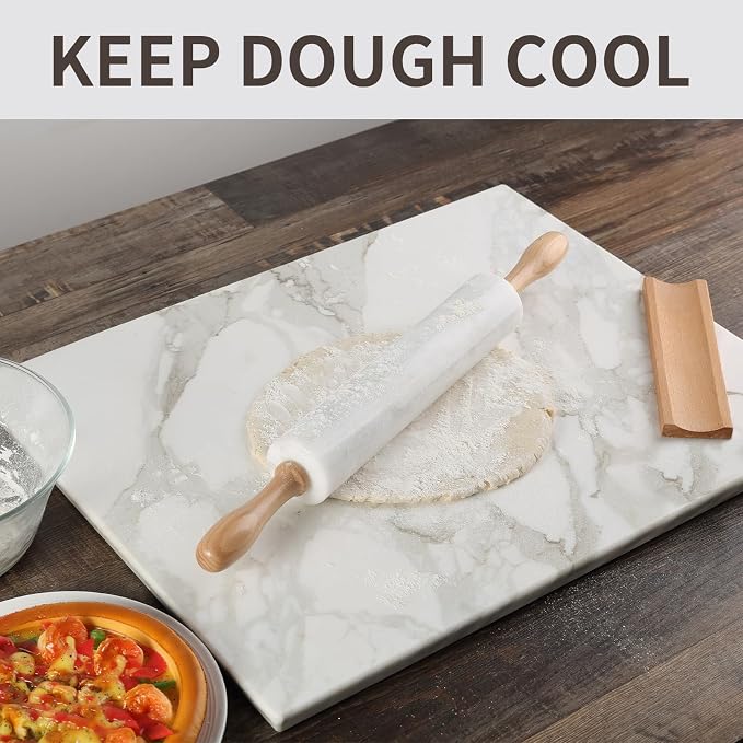 Marble Rolling Pin, Non-Stick African Stone Polished Dough Roller, Pasta, Dumpling, Ravioli, Fondant, Pie Crust, Kitchen Baking Pastry Tools - Image 6
