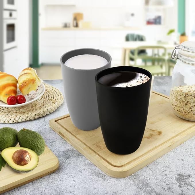 20 OZ Wheat Straw Cups Set of 6, Unbreakable Water Cup, Alternative to Plastic Cups Reusable, Plastic Glasses Drinking, Microwave Safe Tumbler Cups for Kitchen, Dorm, RV (BlackGrey) - Image 8