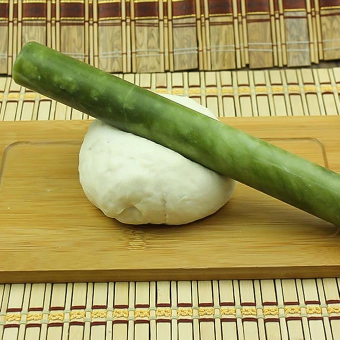 Marble Rolling Pin for Dough with Smooth Surface and Ergonomic Design, Baking Tool for Pasta and Tortillas, Non-stick Green Marble Roller Pin for Baking and Dumpling Preparation - Image 6