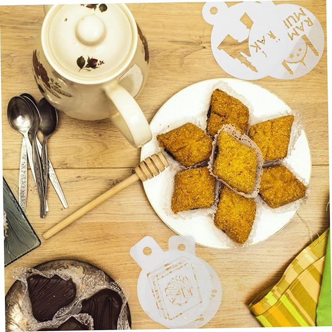 16Pcs Muslim Festival Cake Stencil Molds Baking Templates for Latte Art and Cake Decorating Lightweight Compact Design Smooth Surface Easy to Use and Clean