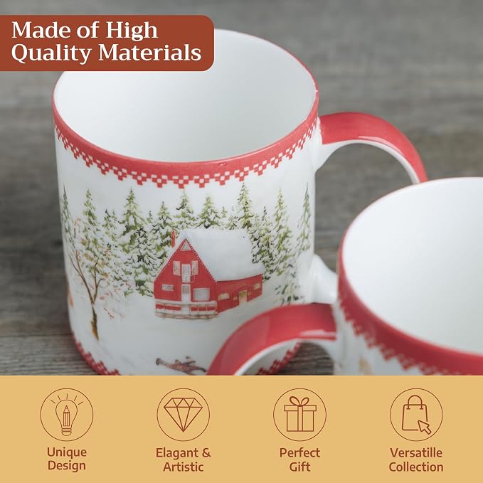 Maison d' Hermine Coffee Mug with Handles Tea Cups (15 Ounce, Pack of 1) | Fine Bone China Coffee Mugs for Hot Beverages Cappuccino Latte Home Restaurant Spring Summer -Rural Christmas - Jokkmokk - Image 3