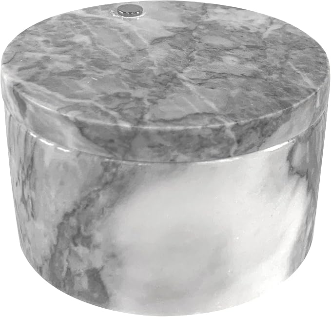 Fox Run White Marble Double Salt Cellar, 4” x 4” x 2.5” | Store Herbs, Spices Jewlery & More | Beautiful White Marble Salt Holder With Lid | Two Compartments For Easy Storage - Image 3