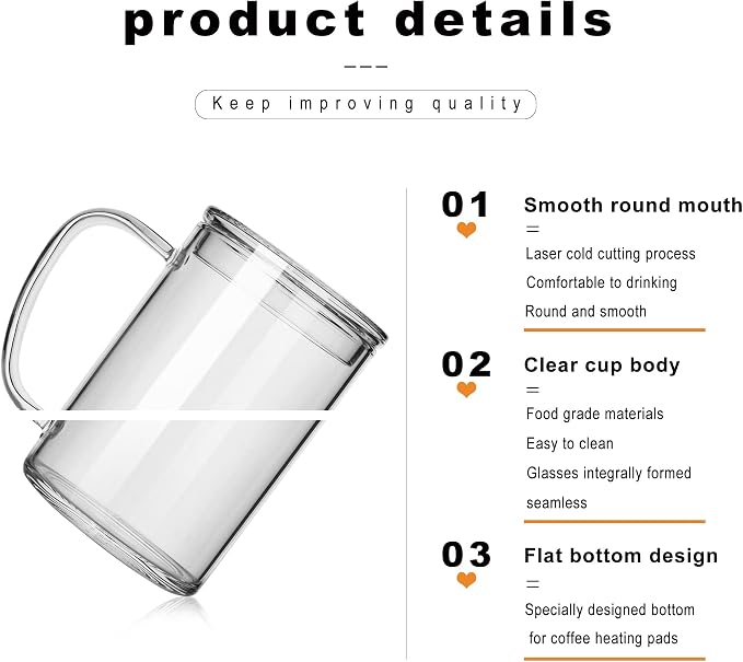 LUXU Glass Coffee Mugs (Set of 2),27oz Large Glass Coffee Cups Clear Glass Tea Cups Overnight Oats Containers with Glass Lid,Cute Coffee Bar Accessories,Iced Coffee Glasses for Latte,Cereal,Yogur - Image 4