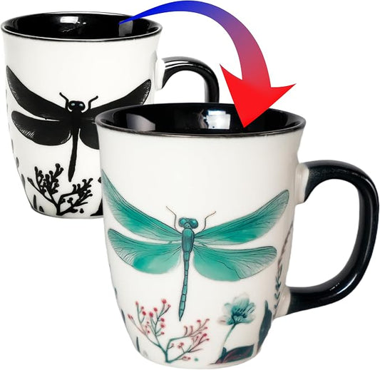 16 oz Dragonfly Mug - Color Changing Ceramic Coffee Cup - Ideal Gift for Women Dragonfly Gifts for Women by Asmwo