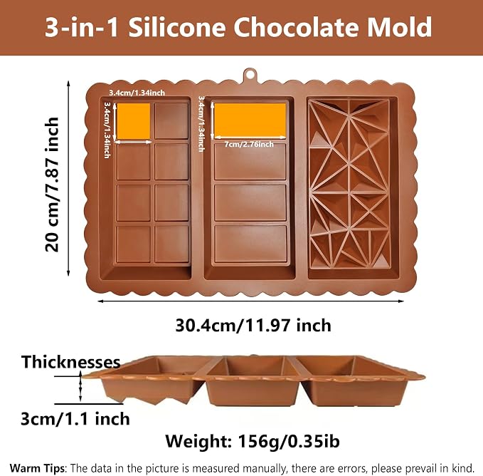 Chocolate Bar Mold - Food Grade Silicone Chocolate Molds, Non-Stick & Easy to Release Deep Mold for Dubai Pistachio Chocolates, Candy, Snacks, Desserts, Resin Art, Dishwasher Safe (2) - Image 2