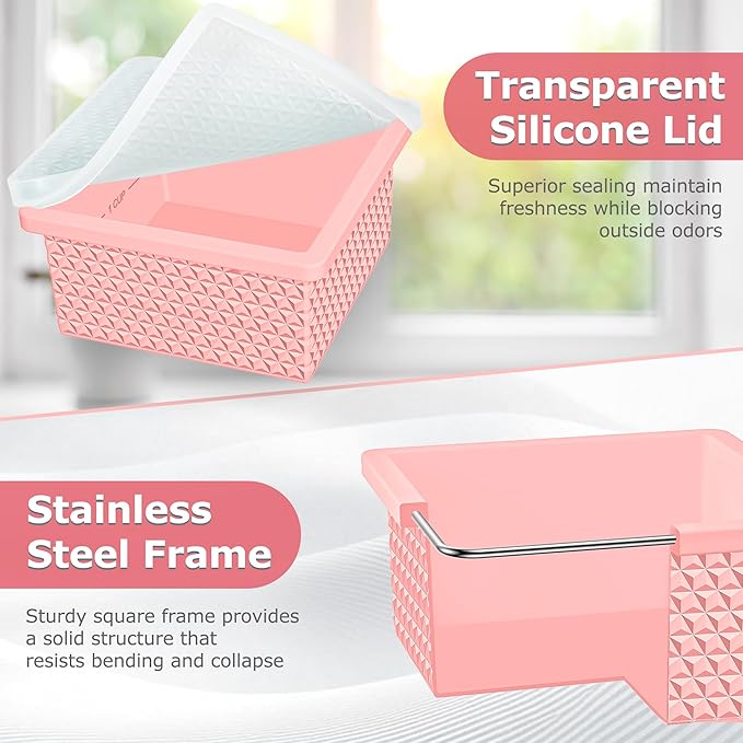 Silicone Freezer Tray with Lid-Stackable Soup Freezer Container Molds,2-Cup Ice Cube Trays for Perfect Portion Control,Food Storage & Meal Prep,Oven & Dishwasher Safe-4 Pack